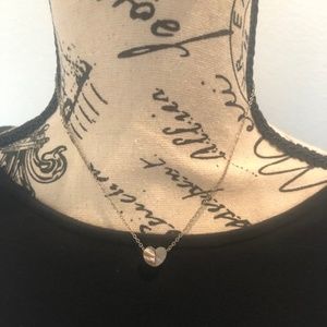 Vintage 1980's! Kids Heart Half Silver Half Shell Like Material Necklace